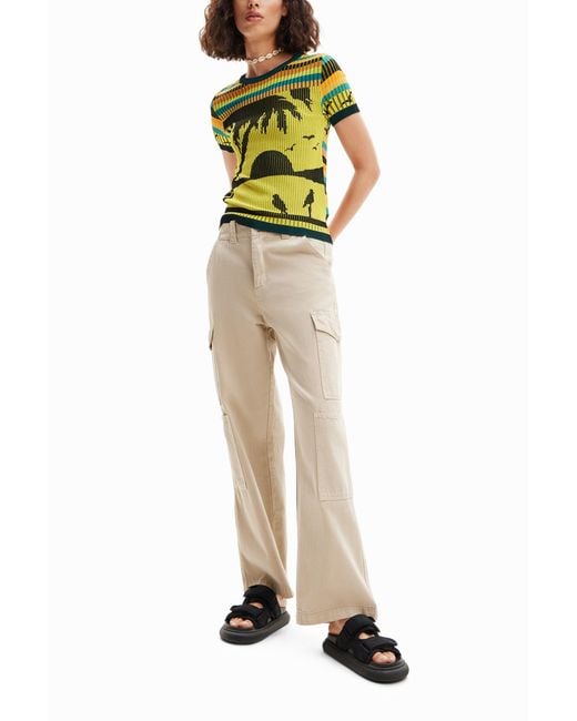 Desigual Green Knit Landscape T-Shirt