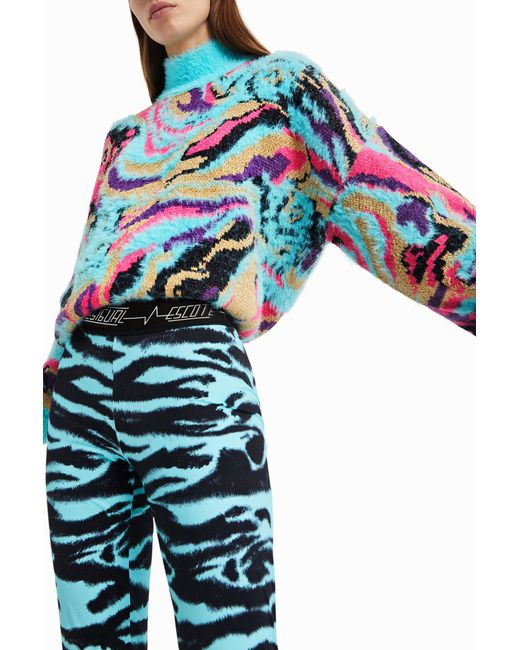 Desigual Blue Animal Print Slim Leggings