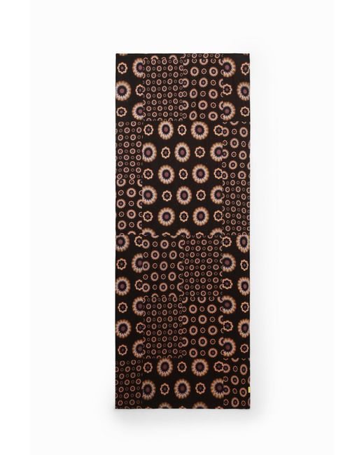 Desigual Black Rectangular Geometric Foulard, Polyester