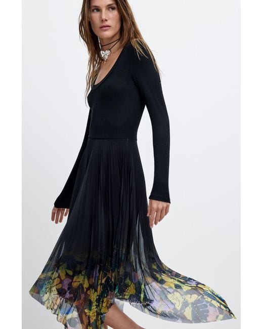 Desigual Black Long-Sleeved Midi Dress M. C. Lacroix
