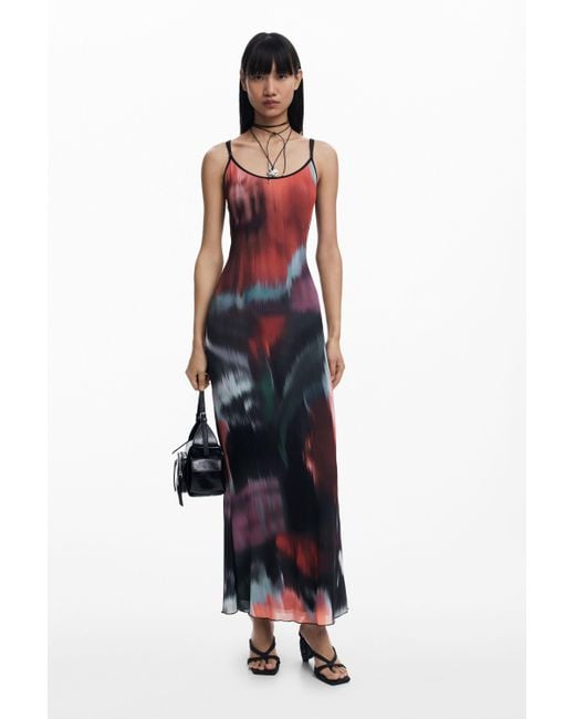 Desigual White Floral Midi Dress With Straps