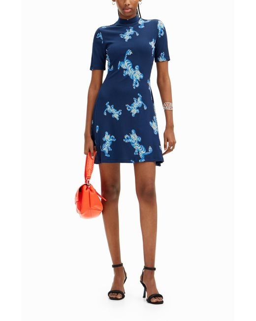 Desigual Blue M. Christian Lacroix Short Tiger Dress, Viscose