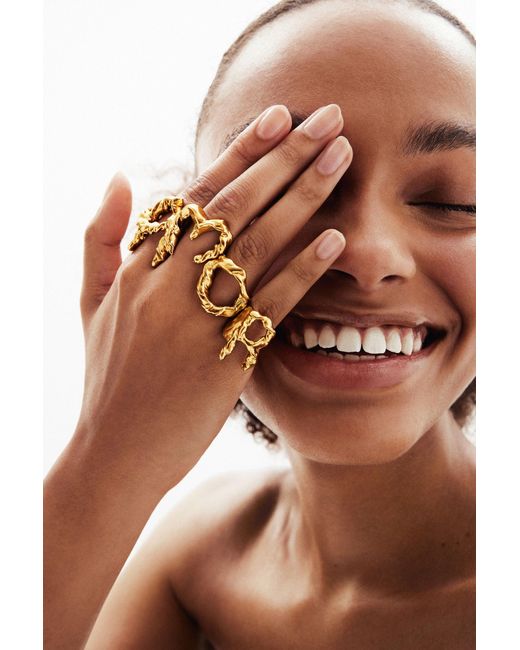 Desigual Metallic Zalio Plated Letter R Ring