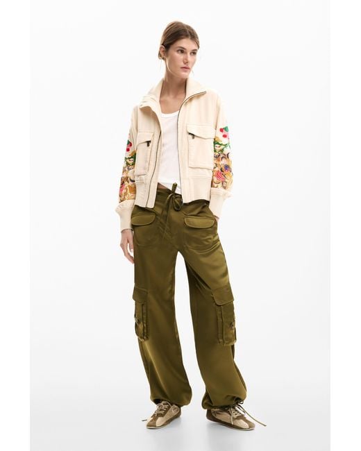 Desigual Natural Floral Patch Jacket, Viscose