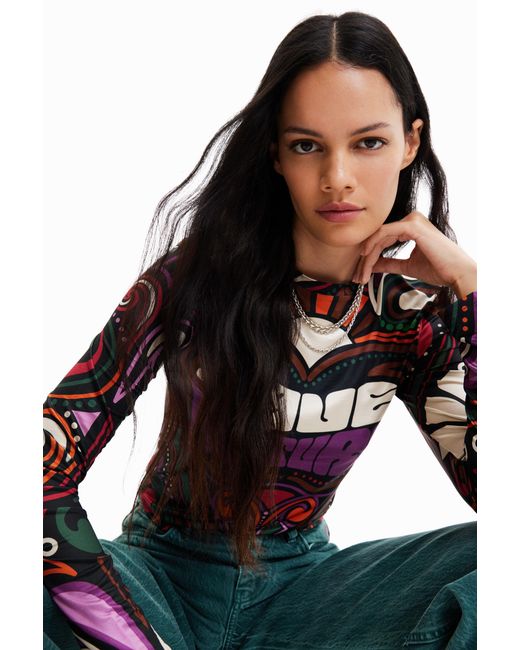 Desigual Red “Save Nature” T-Shirt, Acetate