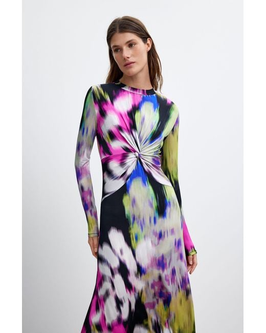 Desigual White Long Printed Dress M. C. Lacroix, Viscose