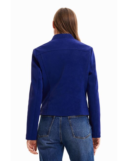 Desigual Blue Suede-Effect Jacket, Polyurethane