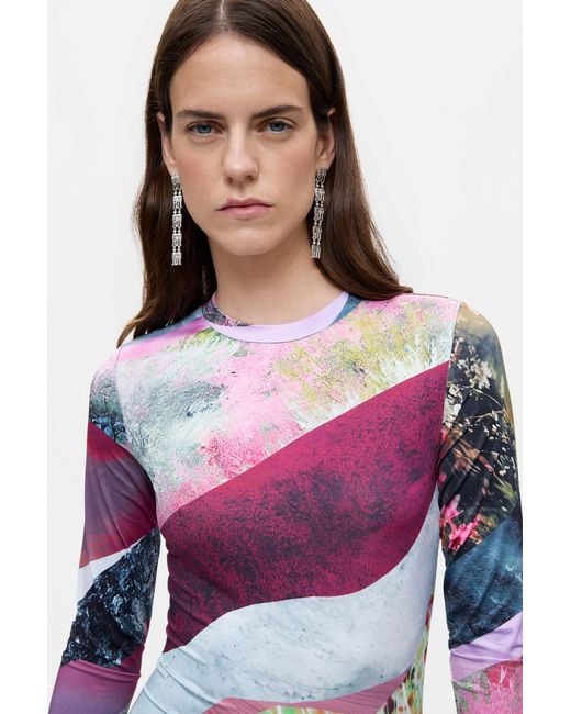 Desigual Red Long-Sleeved Knit Dress, Polyester