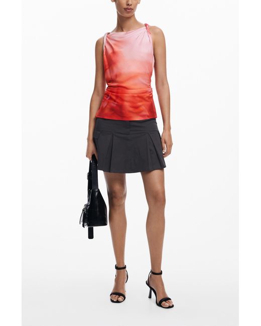 Desigual Red Tie-Dye Tank Top, Viscose