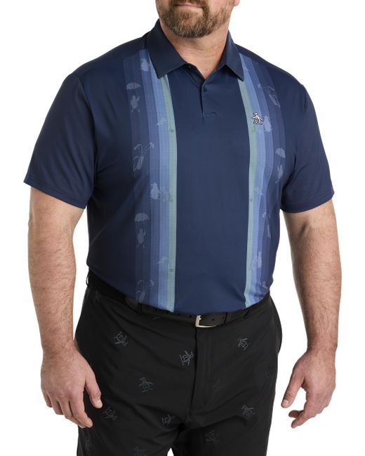 Original Penguin Blue Big & Tall Striped Polo Shirt for men