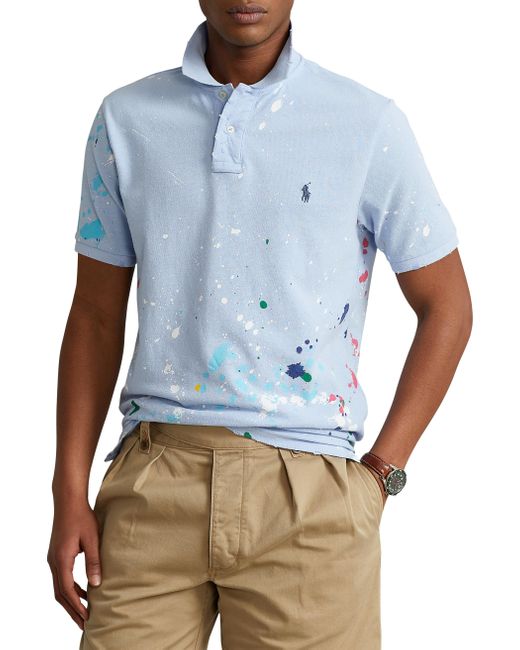 Polo Ralph Lauren Cotton Big & Tall Paint Splatter Polo Shirt in Blue
