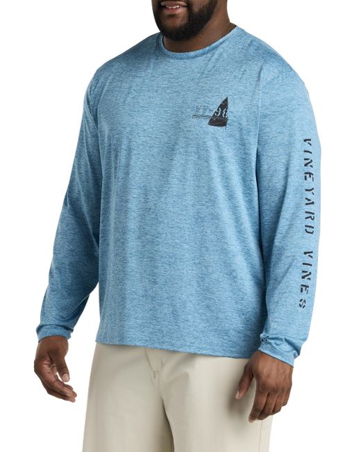 Vineyard Vines Blue Big & Tall 98 Sail Harbor Long-sleeve Performance T-shirt for men