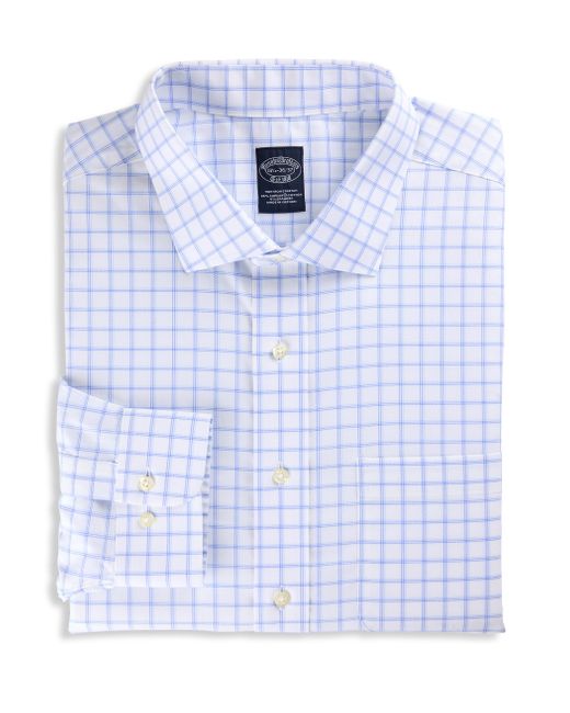 Brooks Brothers Blue Big & Tall Non-iron Check Dress Shirt for men