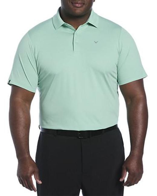 Callaway Apparel Men's Green Big Tall Classic Jacquard Golf Polo