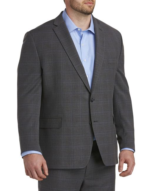 grey plaid suit jacket