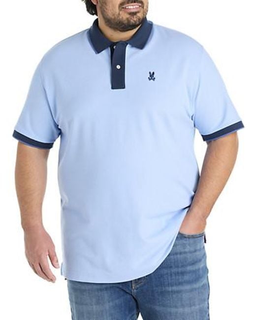 Psycho Bunny Men's Blue Big Tall Thatcher Piqu Polo Shirt