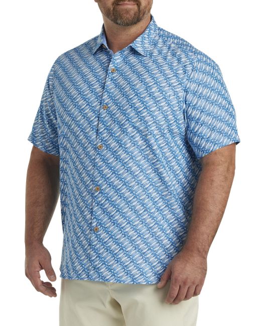 Tommy Bahama Blue Big & Tall Coconut Point Reel It In Sport Shirt for men