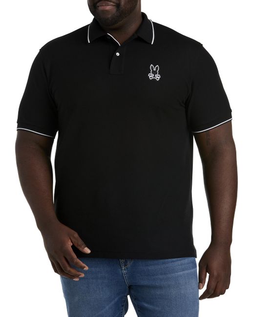 Psycho Bunny Black Big & Tall Lenox Piqu Polo Shirt for men