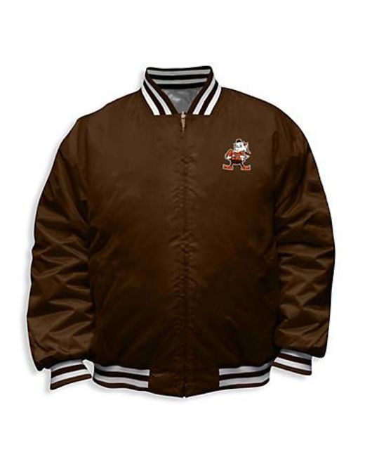 Nfl Men's Brown Big Tall Reversible Bomber Jacket