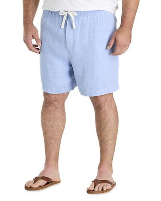 Vineyard Vines Blue Big & Tall Surfside Pull-On Linen Shorts for men