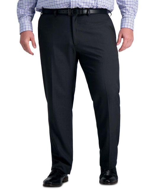 Haggar Blue Big & Tall Premium Comfort Straight-fit Flat-front Stretch Dress Pants for men