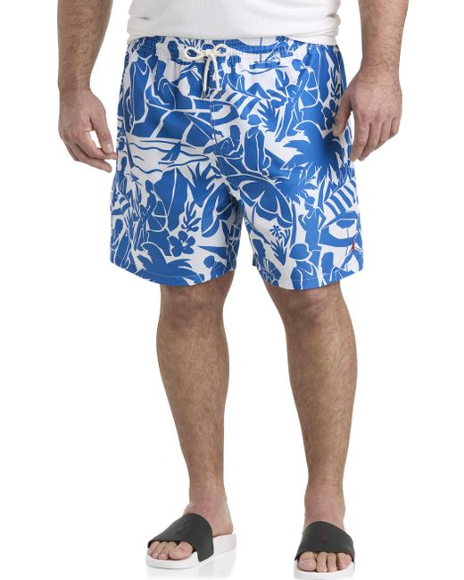 Polo Ralph Lauren Blue Big & Tall Tropical Print Swim Trunks for men