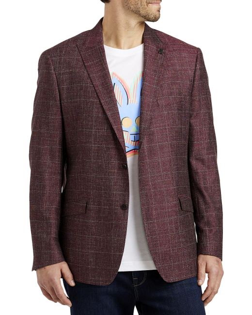Psycho Bunny Big & Tall Washed Windowpane Sport Coat in Purple for ...