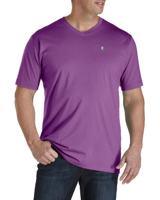 Psycho Bunny Purple Big & Tall V-neck T-shirt for men