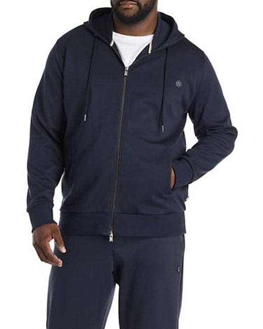 Boss Blue Big & Tall Front-Zip Hooded Jacket for men