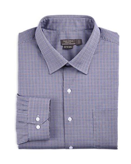 Oak Hill Premium Men's Purple Big & Tall Double-Grid Patterned Dress Shirt