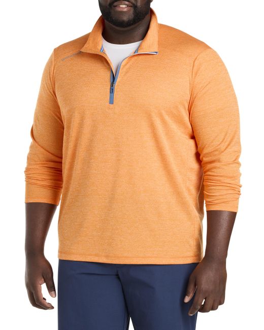 Vineyard Vines Orange Big & Tall Striped Sankaty 1 4-zip Pullover for men