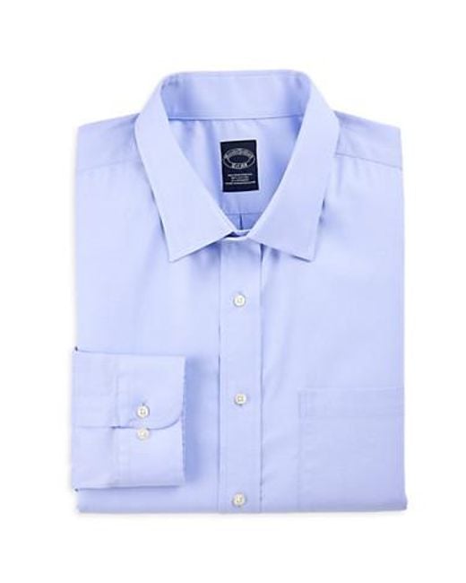 Brooks Brothers Blue Big & Tall Non-Iron Pinpoint Stretch Dress Shirt for men