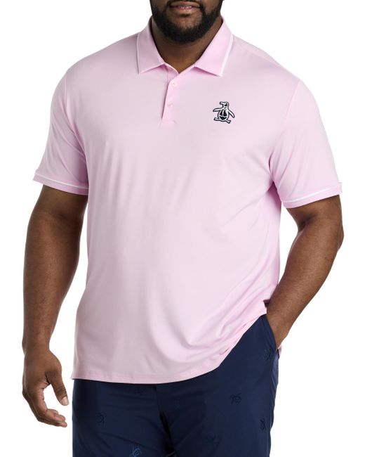 Original Penguin Pink Big & Tall Heritage Piped Golf Polo Shirt for men