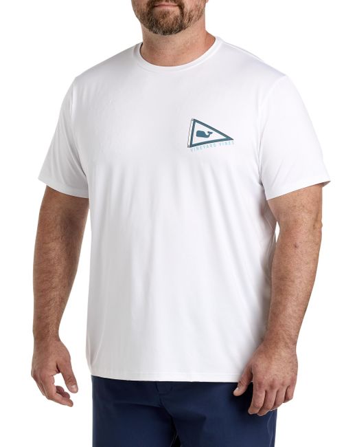 Vineyard Vines White Big & Tall Burgee Flag Harbor Performance T-shirt for men