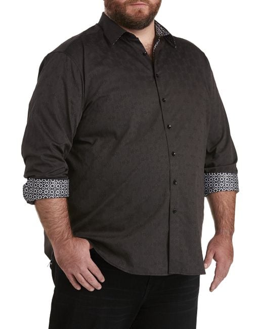 Robert Graham Black Big & Tall Fargo Tonal Sport Shirt for men
