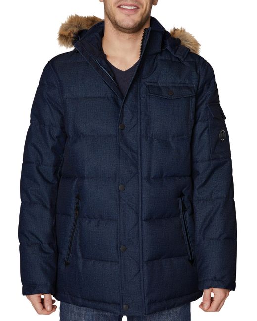 nautica faux fur hood quilted jacket