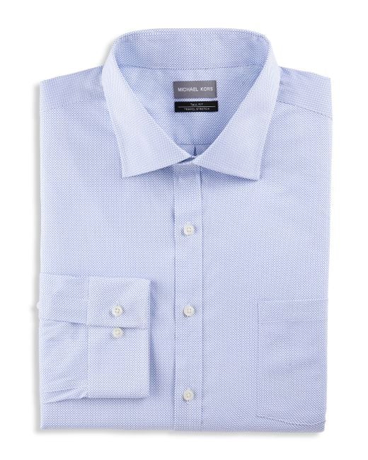 Michael Kors Blue Big & Tall Non-iron Geo-print Dress Shirt for men