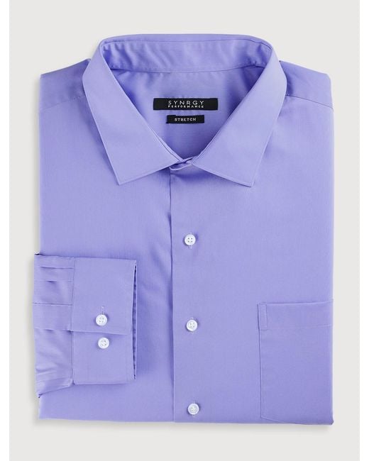 big and tall purple dress shirts LNWUY (S-5XL) Big and Tall Mens Stretch Dress Shirts Solid Long Sleeve Button Down Shirts Formal Casual Business Prom Party Wedding Purple XXXXL