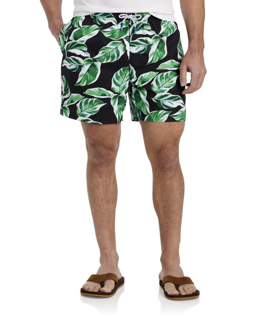 Tommy Bahama Big & Tall Naples Harbor Leaves Swim Trunks in Green for ...