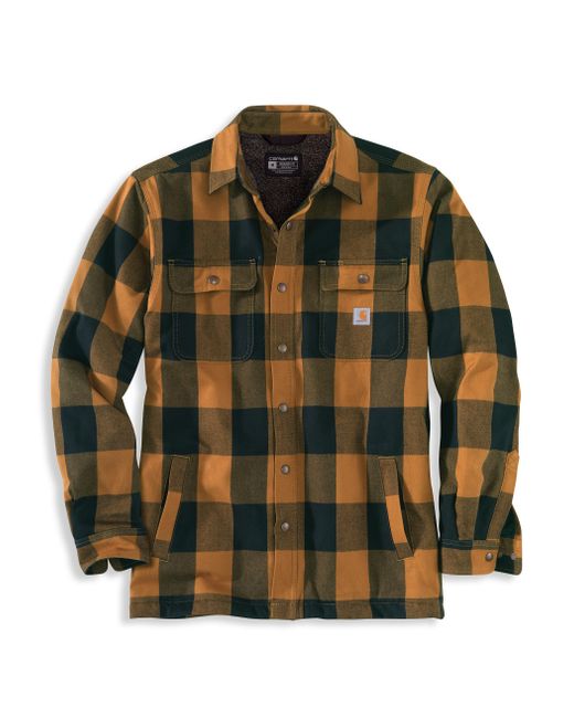 Carhartt Green Big & Tall Relaxed-fit Heavyweight Flannel Sherpa-lined Shirt Jacket for men