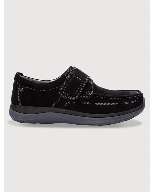 Propet Black Big & Tall Porter Hook & Loop Strap Slip-On Shoes for men