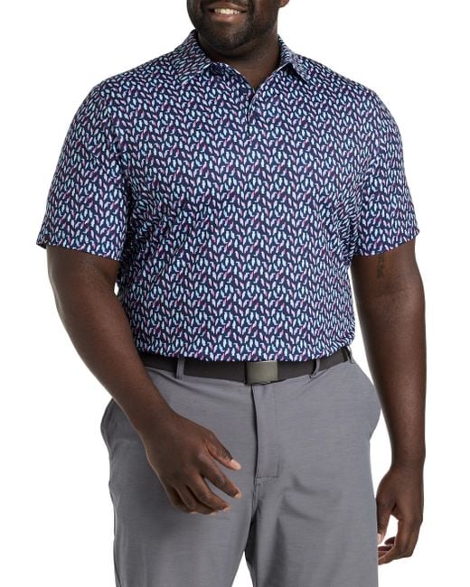 Callaway Apparel Blue Big & Tall Birdie Print Golf Polo Shirt for men