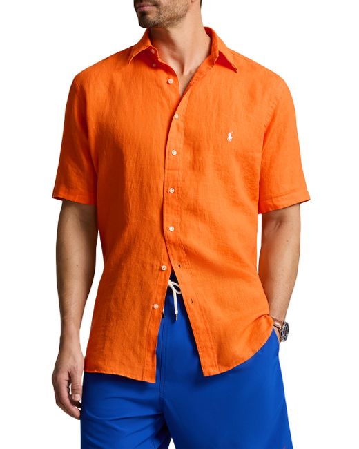 Polo Ralph Lauren Orange Big & Tall Linen Sport Shirt for men