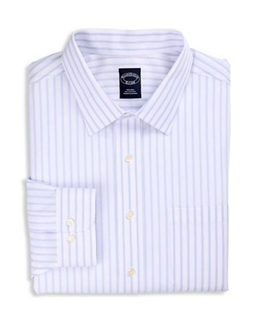 Brooks Brothers Blue Big & Tall Non-Iron Striped Dress Shirt for men