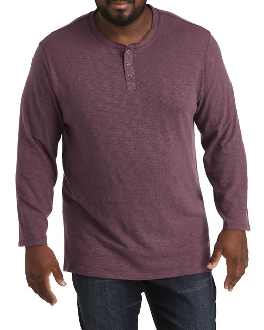 Tall Snap Henley in Purple for Men 