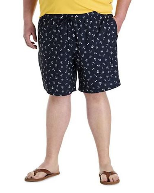 Nautica Men's Blue Big Tall Anchor Print Swim Trunks