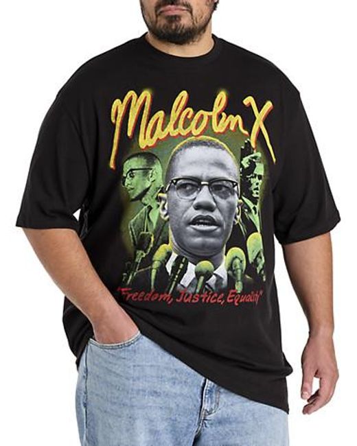 True Nation Black Big & Tall Malcom X Graphic Tee for men
