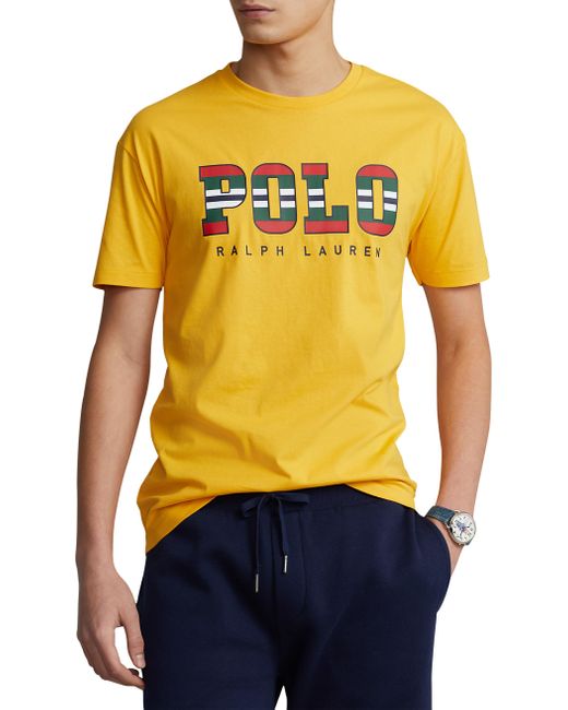 Polo Ralph Lauren Big & Tall Striped Logo T-shirt in Yellow for Men | Lyst
