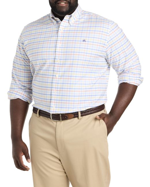 Brooks Brothers White Big & Tall Non-iron Multi Check Sport Shirt for men