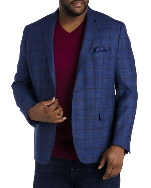 Psycho Bunny Blue Big & Tall Windowpane Sport Coat for men